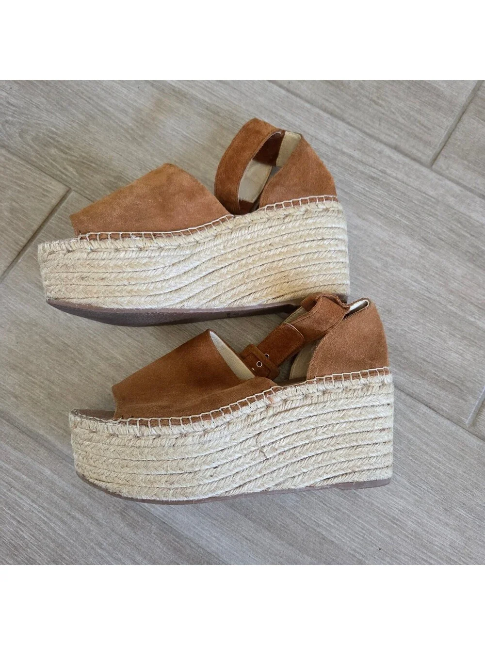 Free People Brown Suede Espadrille Wedge Sandals Size 39